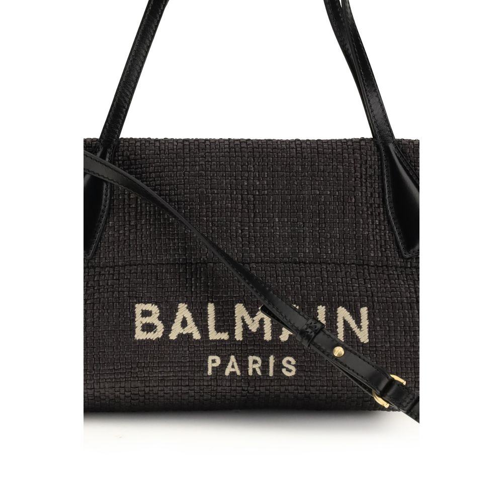 Balmain Black Raffia Shoulder Bag - Image 4