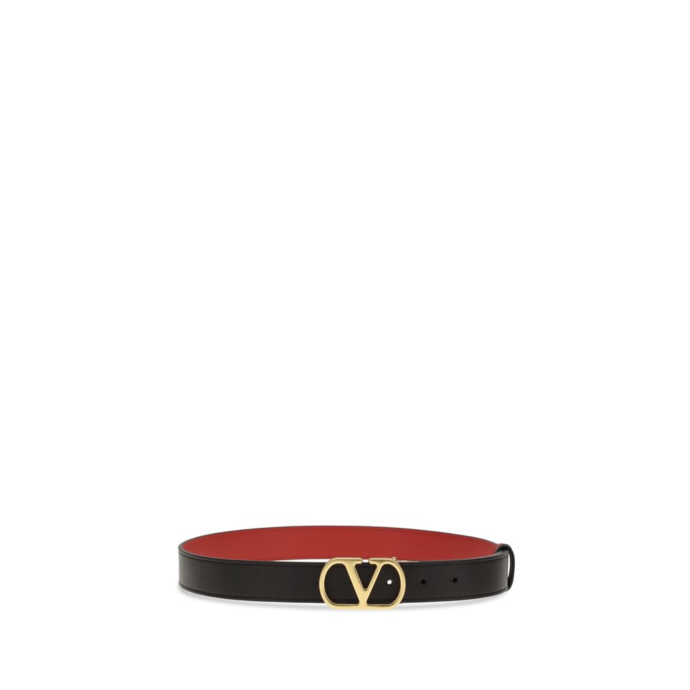 Valentino Garavani Black Calf Leather Bos Taurus Belt - Image 2