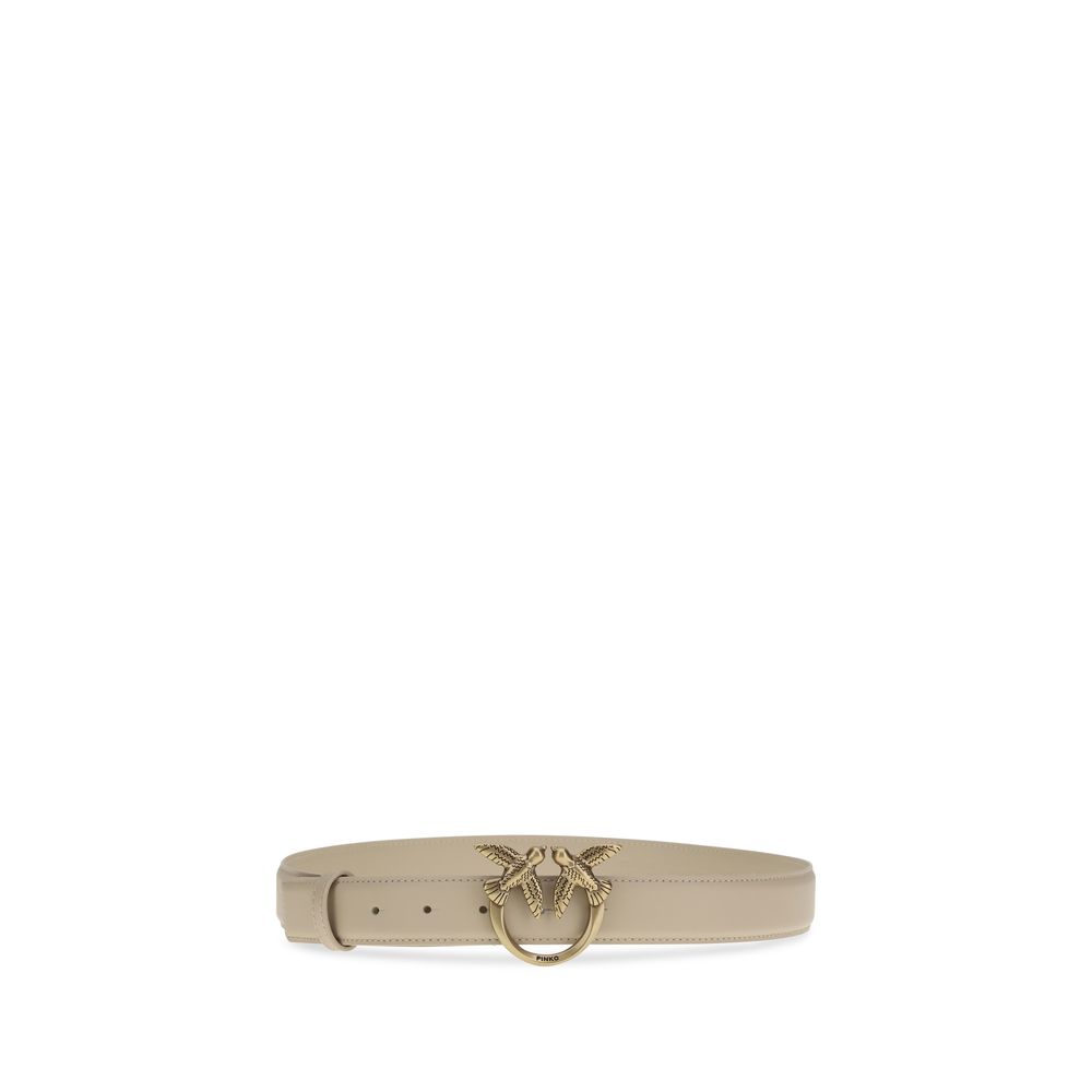 PINKO Beige Calf Leather Bos Taurus Belt - Image 2
