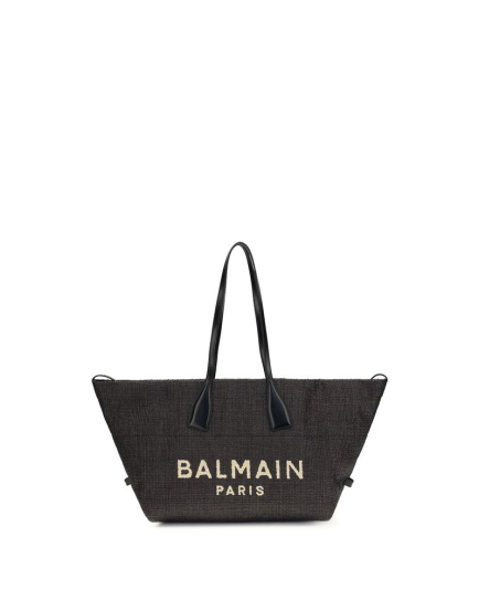 Balmain Black Raffia Shoulder Bag