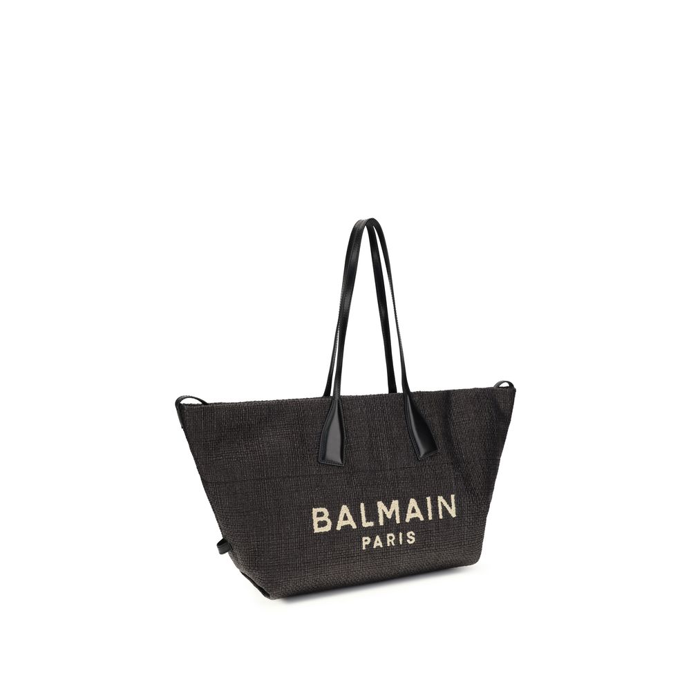 Balmain Black Raffia Shoulder Bag - Image 2