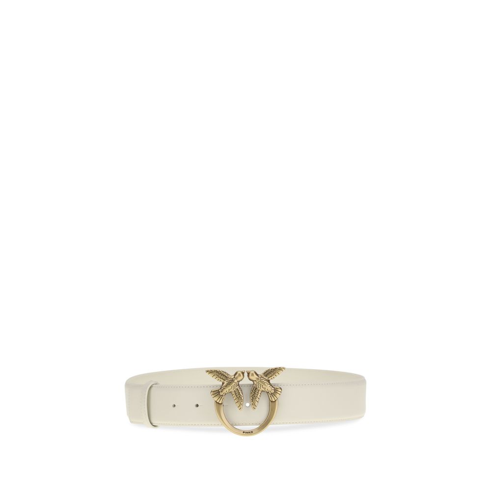 PINKO White Calf Leather Bos Taurus Regular Belt - Image 2