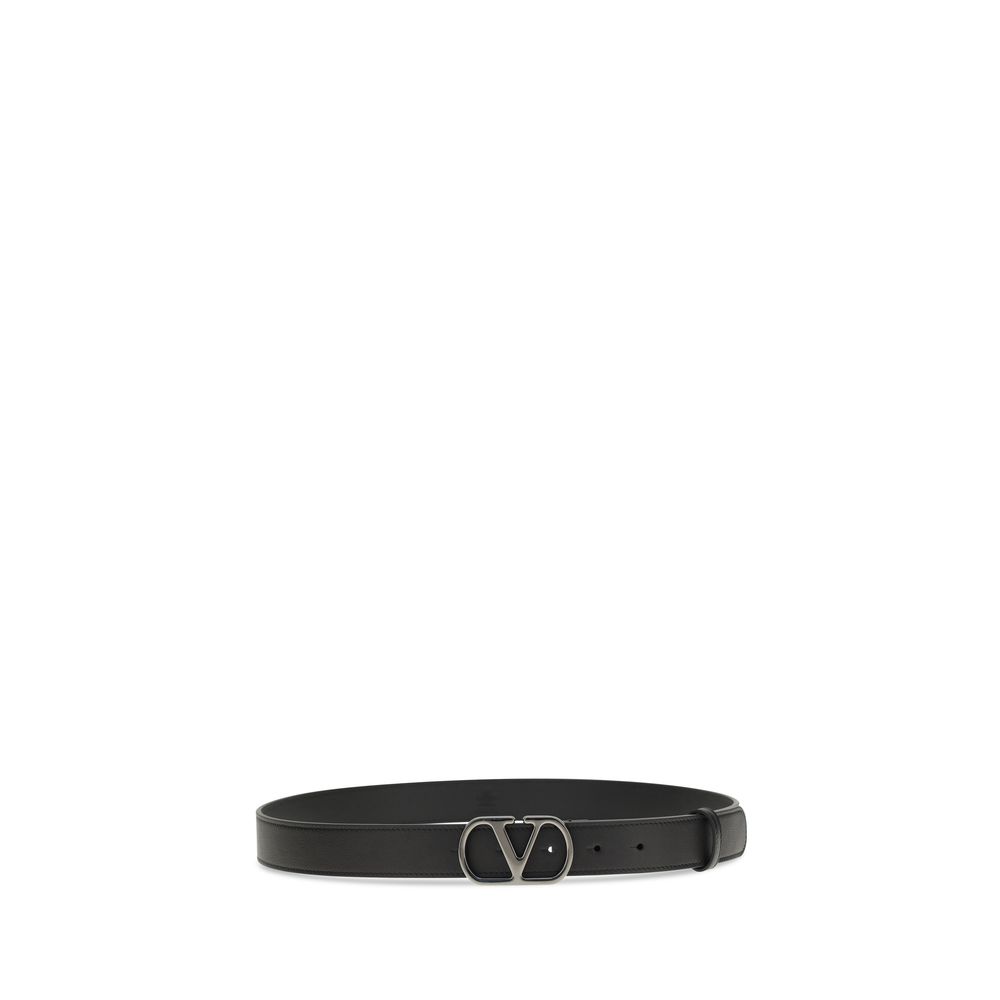 Valentino Garavani Black Calf Leather Bos Taurus Regular Belt - Image 2