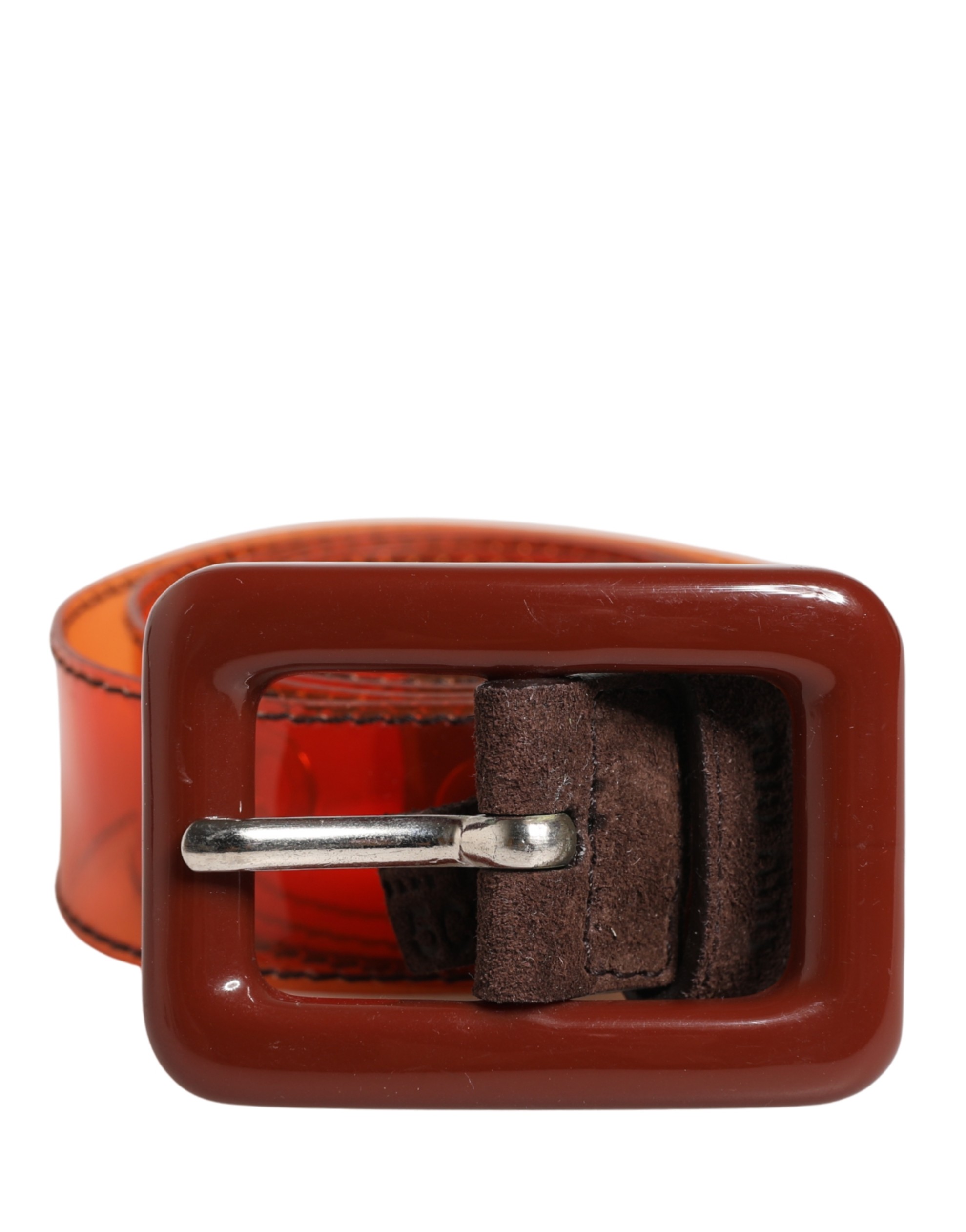 Miu Miu Orange PVC Waist Women Cintura Square Buckle Belt - Image 2