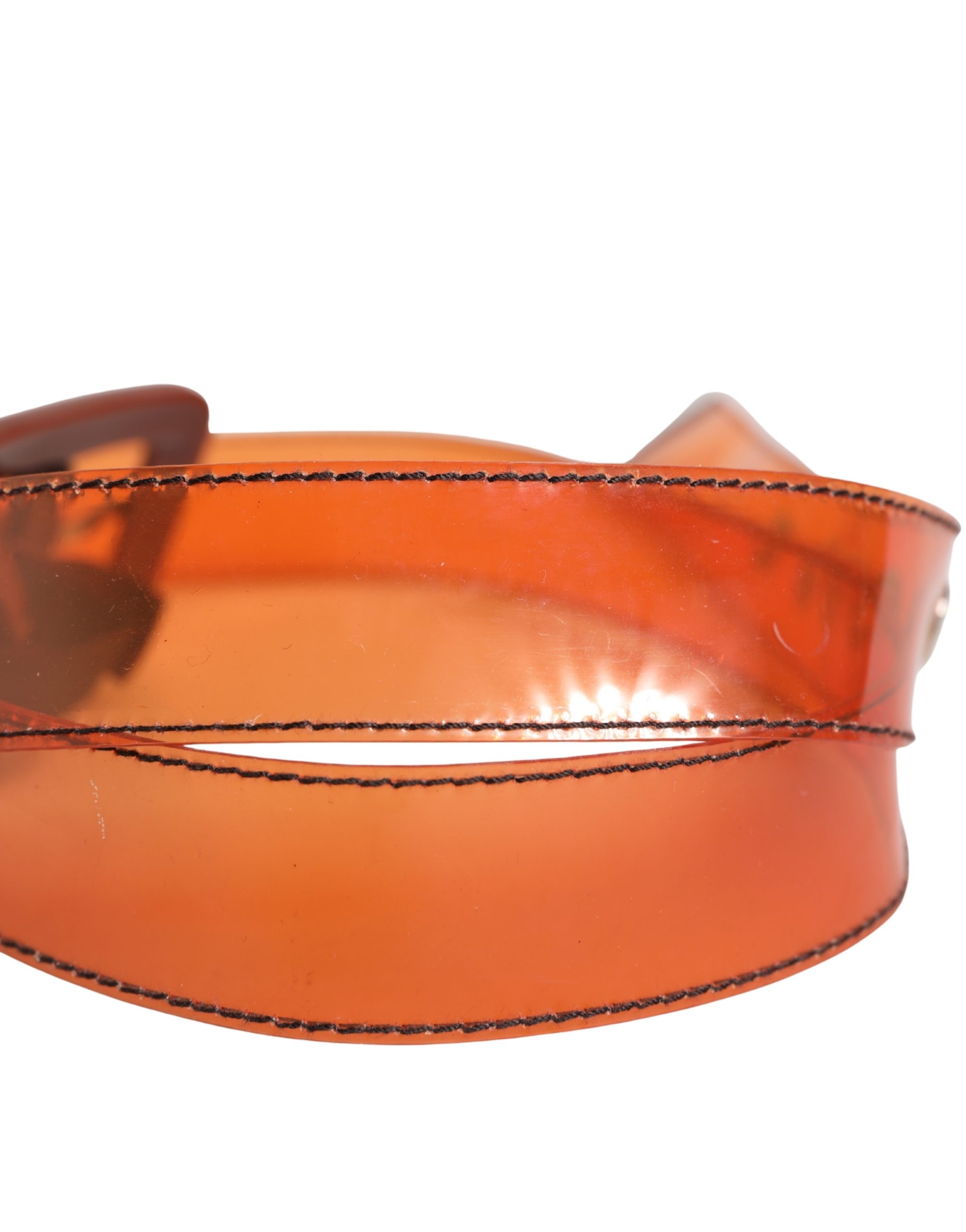 Miu Miu Orange PVC Waist Women Cintura Square Buckle Belt - Image 5