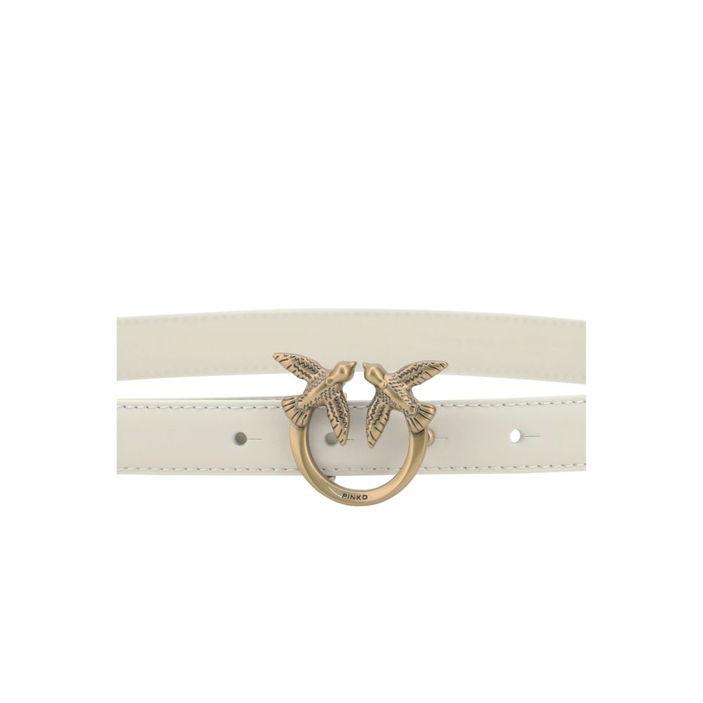 PINKO White Calf Leather Bos Taurus Regular Belt - Image 3