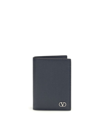 Valentino Garavani Blue Calf Leather Bos Taurus Wallet