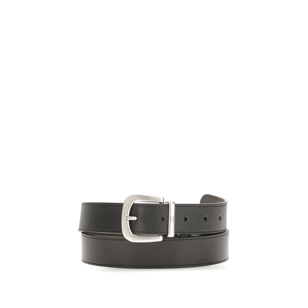 Valentino Garavani Black Calf Leather Bos Taurus Regular Belt