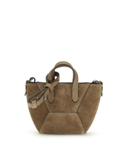 Brunello Cucinelli Brown Calf Leather Bos Taurus Shoulder Bag