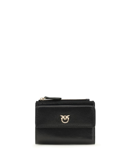 PINKO Black Calf Leather Bos Taurus Wallet