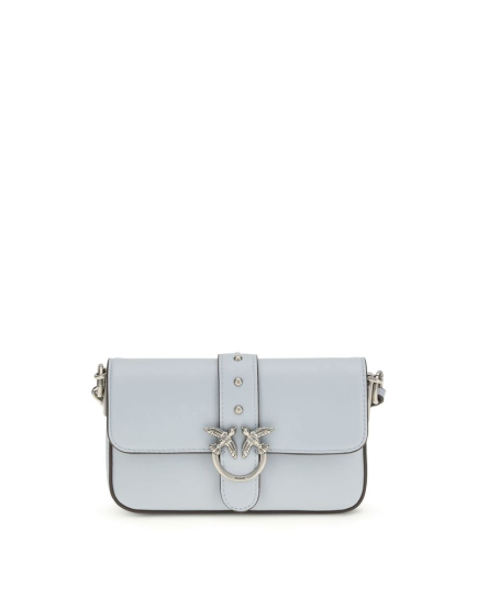 PINKO Blue Calf Leather Bos Taurus Shoulder Bag