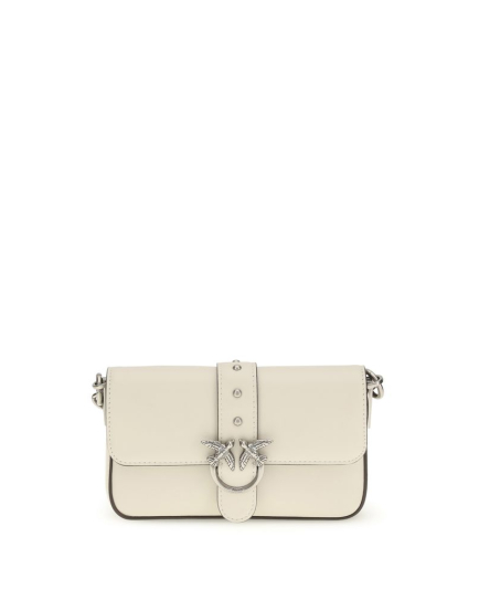PINKO White Calf Leather Bos Taurus Shoulder Bag