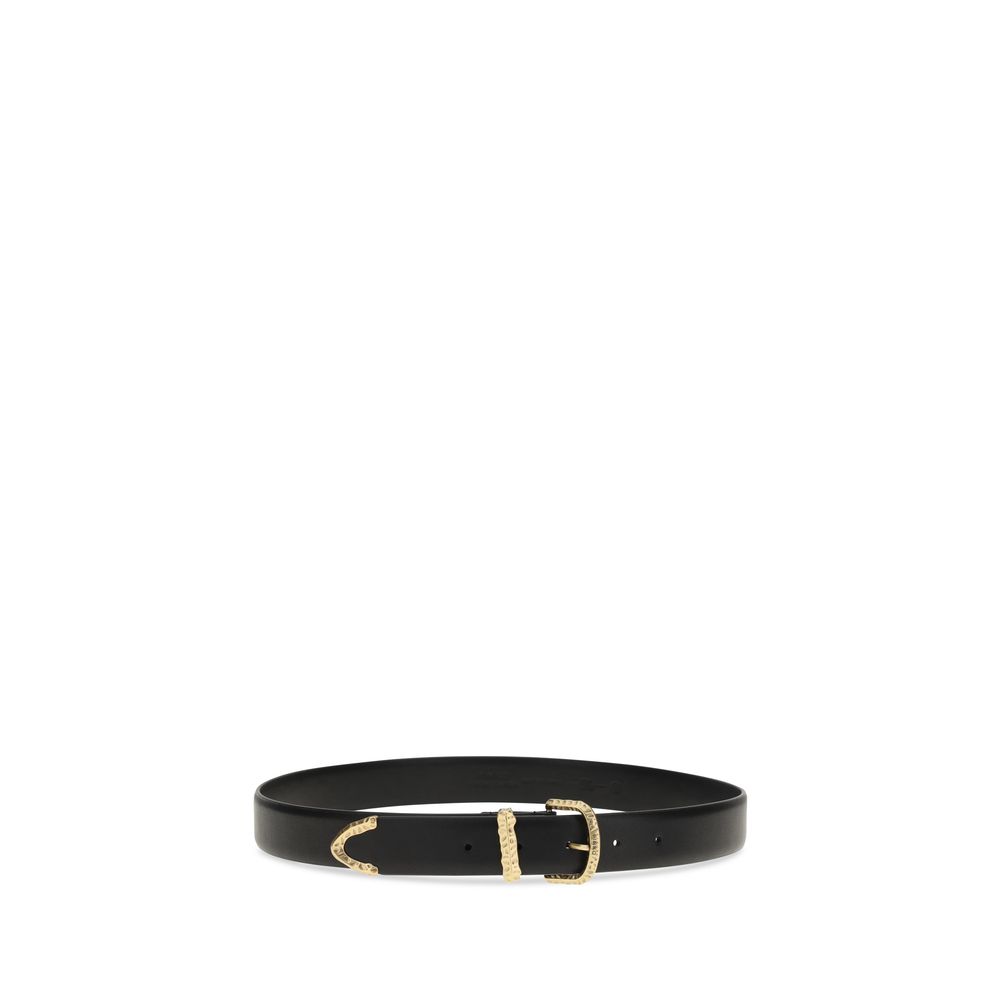 PINKO Black Calf Leather Bos Taurus Regular Belt - Image 2