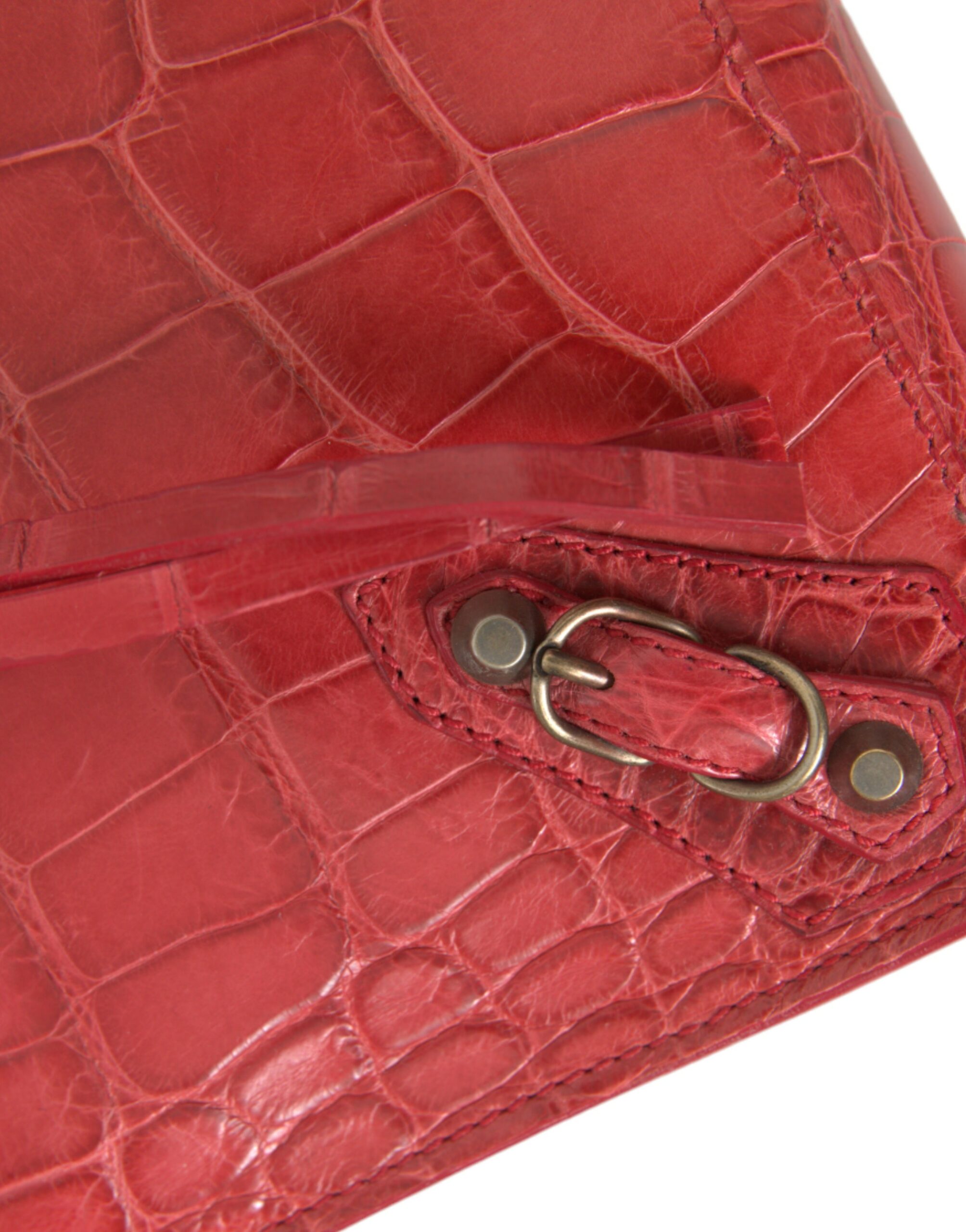 Balenciaga Red Exotic Skin Leather Classic Pouch Purse Wristlet Bag - Image 5
