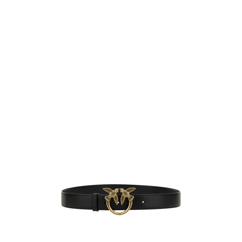 PINKO Black Calf Leather Bos Taurus Regular Belt - Image 2