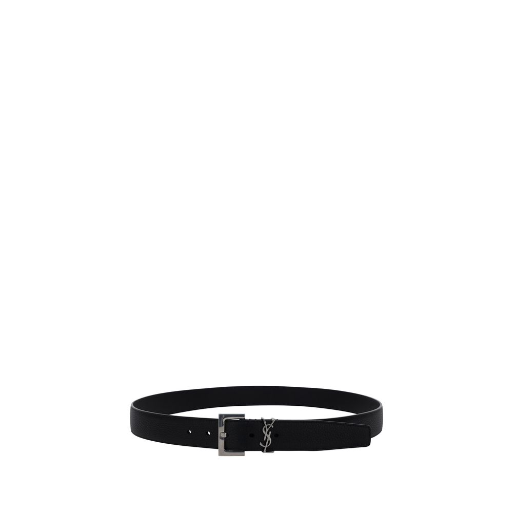 Saint Laurent Black Calf Leather Bos Taurus Regular Belt - Image 2