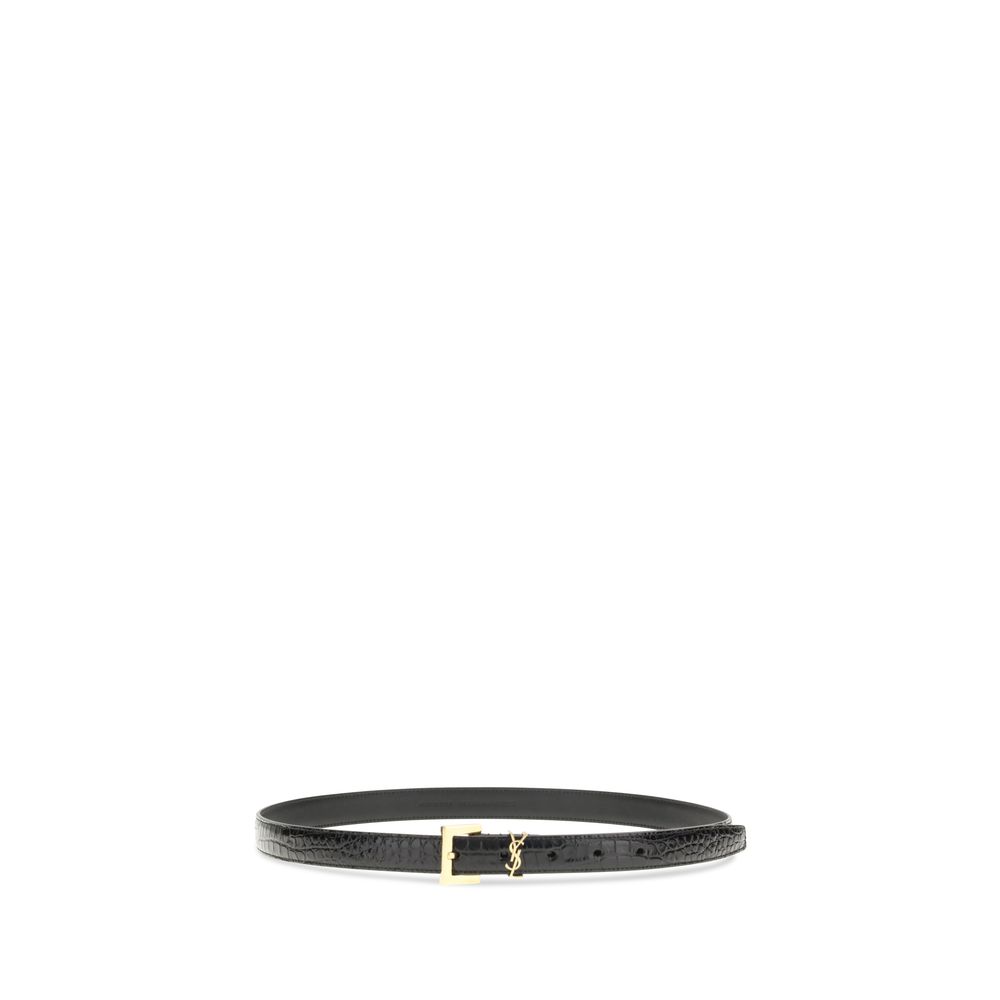 Saint Laurent Black Calf Leather Bos Taurus Regular Belt - Image 2