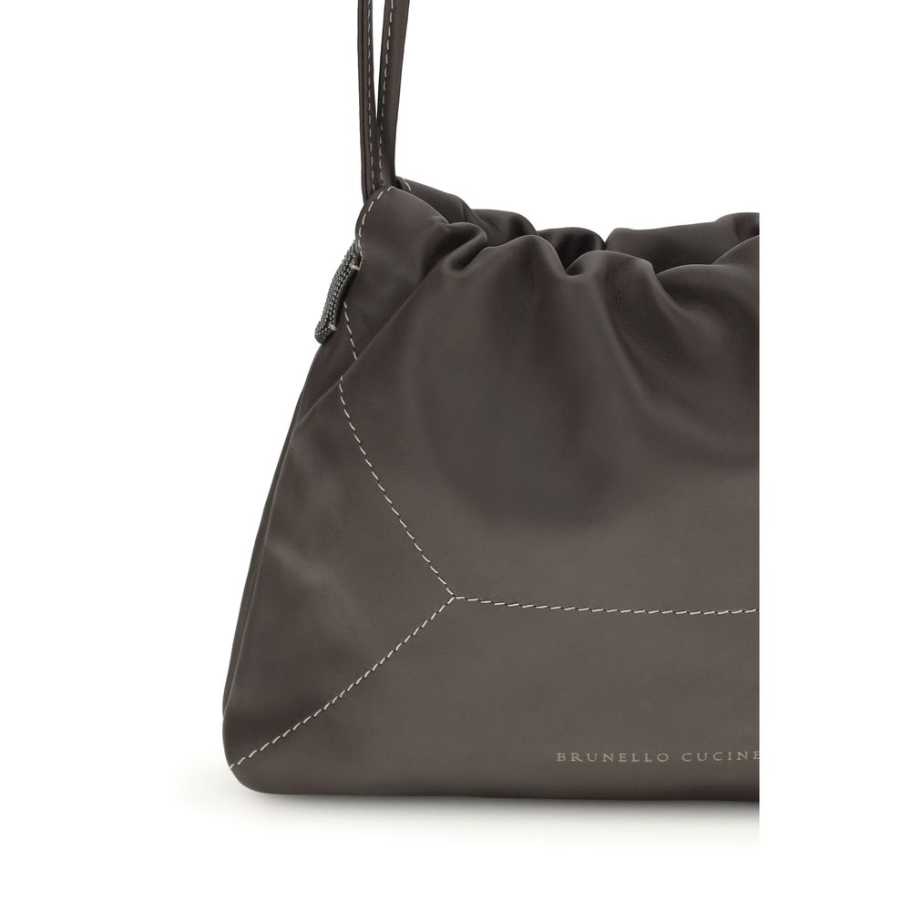 Brunello Cucinelli Brown Calf Leather Bos Taurus Shoulder Bag - Image 4