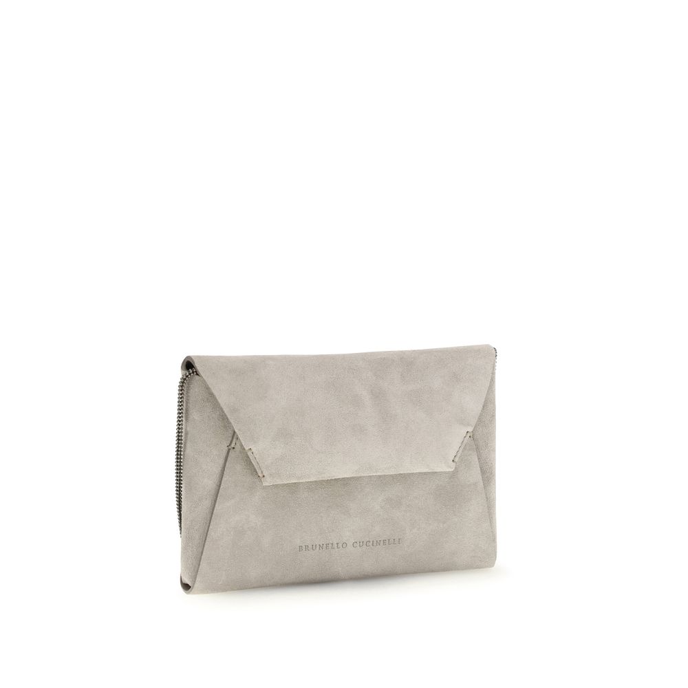Brunello Cucinelli Gray Calf Leather Bos Taurus Shoulder Bag - Image 2