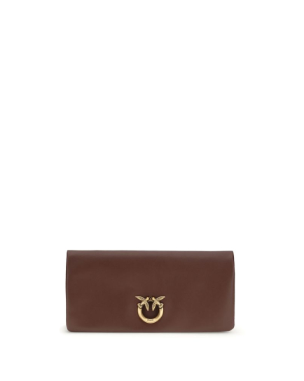 PINKO Bordeaux Calf Leather Bos Taurus Clutch Bag