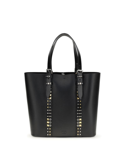 Valentino Garavani Black Calf Leather Bos Taurus Shoulder Bag