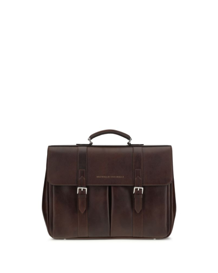 Brunello Cucinelli Bordeaux Calf Leather Bos Taurus Handbag