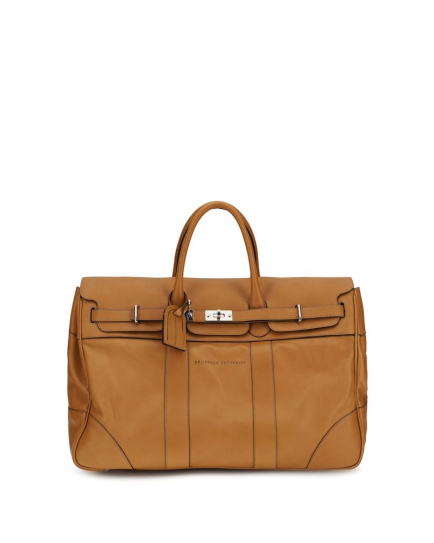 Brunello Cucinelli Brown Calf Leather Bos Taurus Luggage And Travel