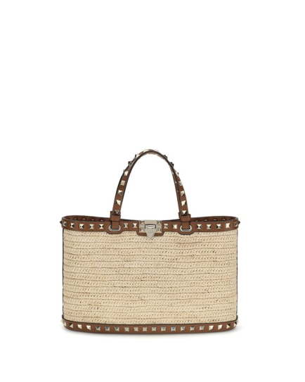 Valentino Garavani Beige Raffia Shoulder Bag