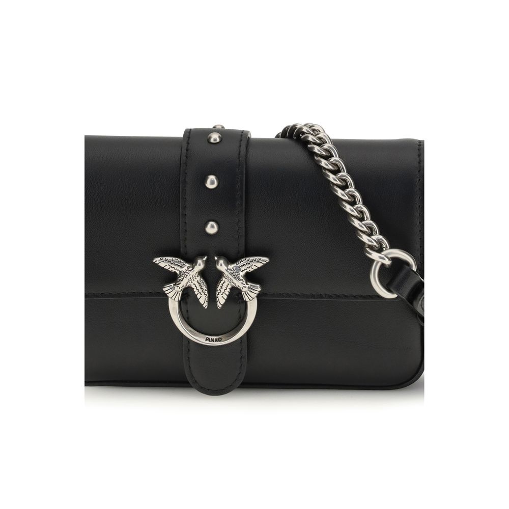 PINKO Black Calf Leather Bos Taurus Shoulder Bag - Image 4