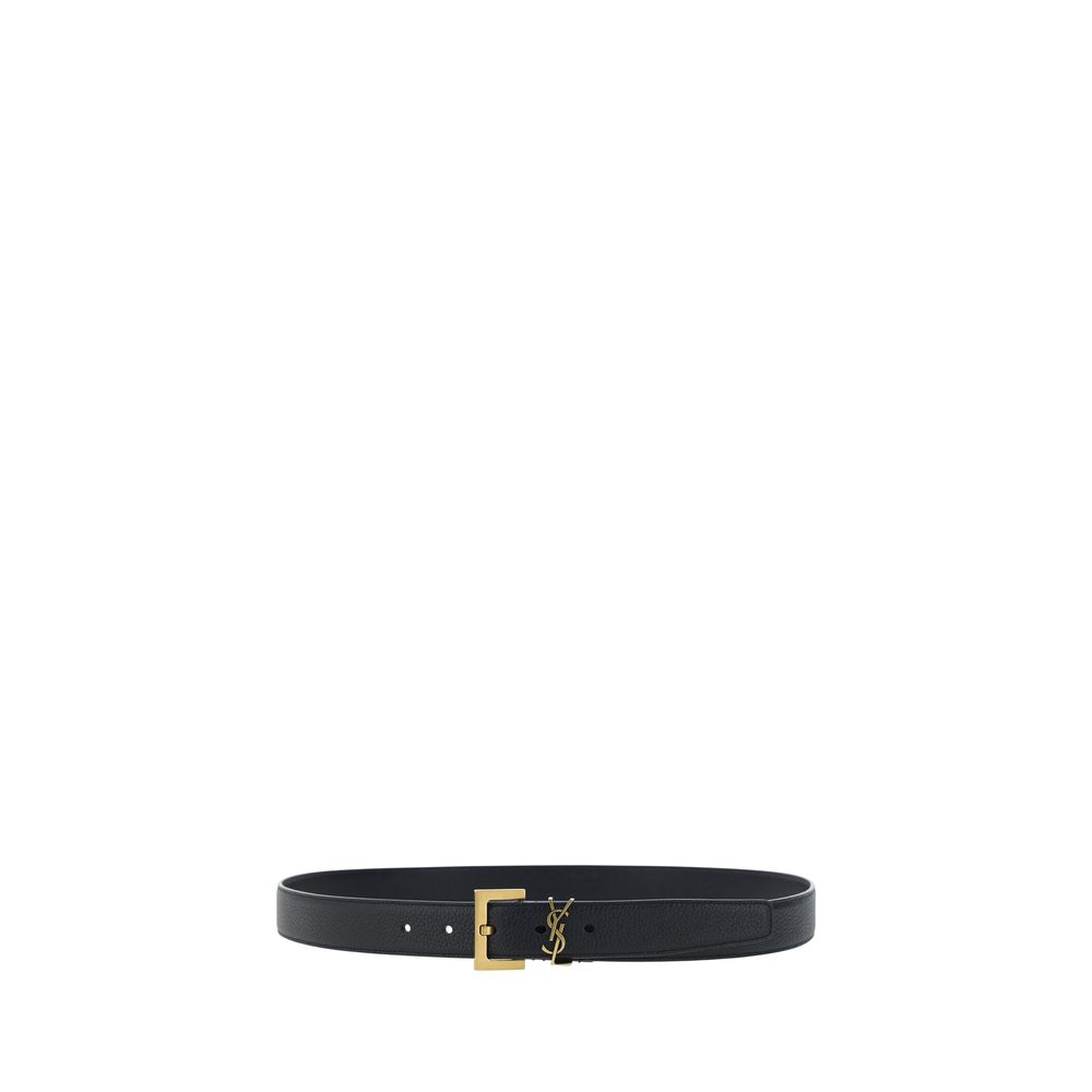 Saint Laurent Black Calf Leather Bos Taurus Regular Belt - Image 2
