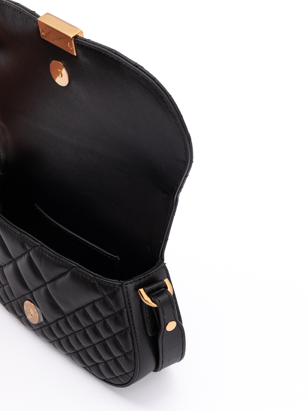 Versace Black Leather Quilted Shoulder Strap Bag - Image 4