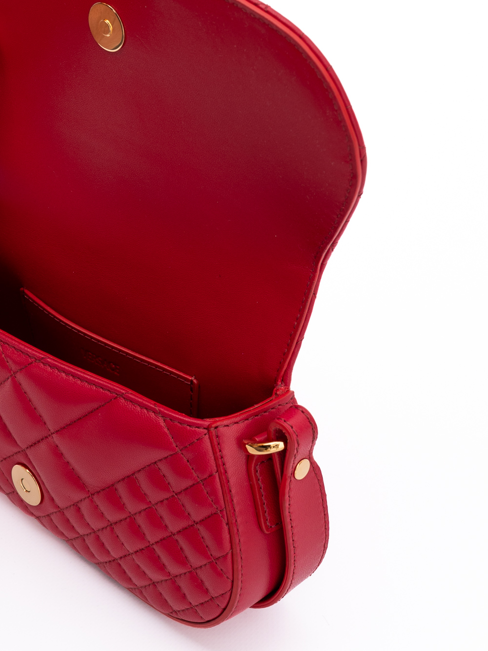 Versace Red Leather Quilted Shoulder Strap Bag - Image 4