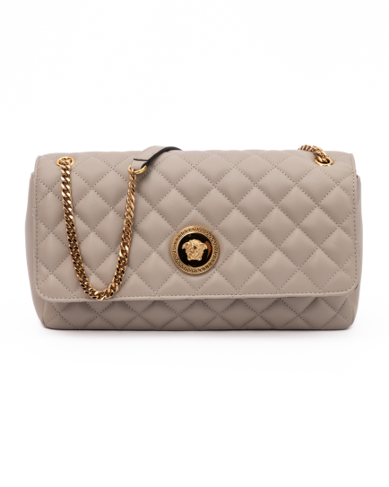 Versace Taupe Quilted Leather Shoulder Strap Bag