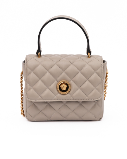 Versace Taupe Quilted Leather Handbag