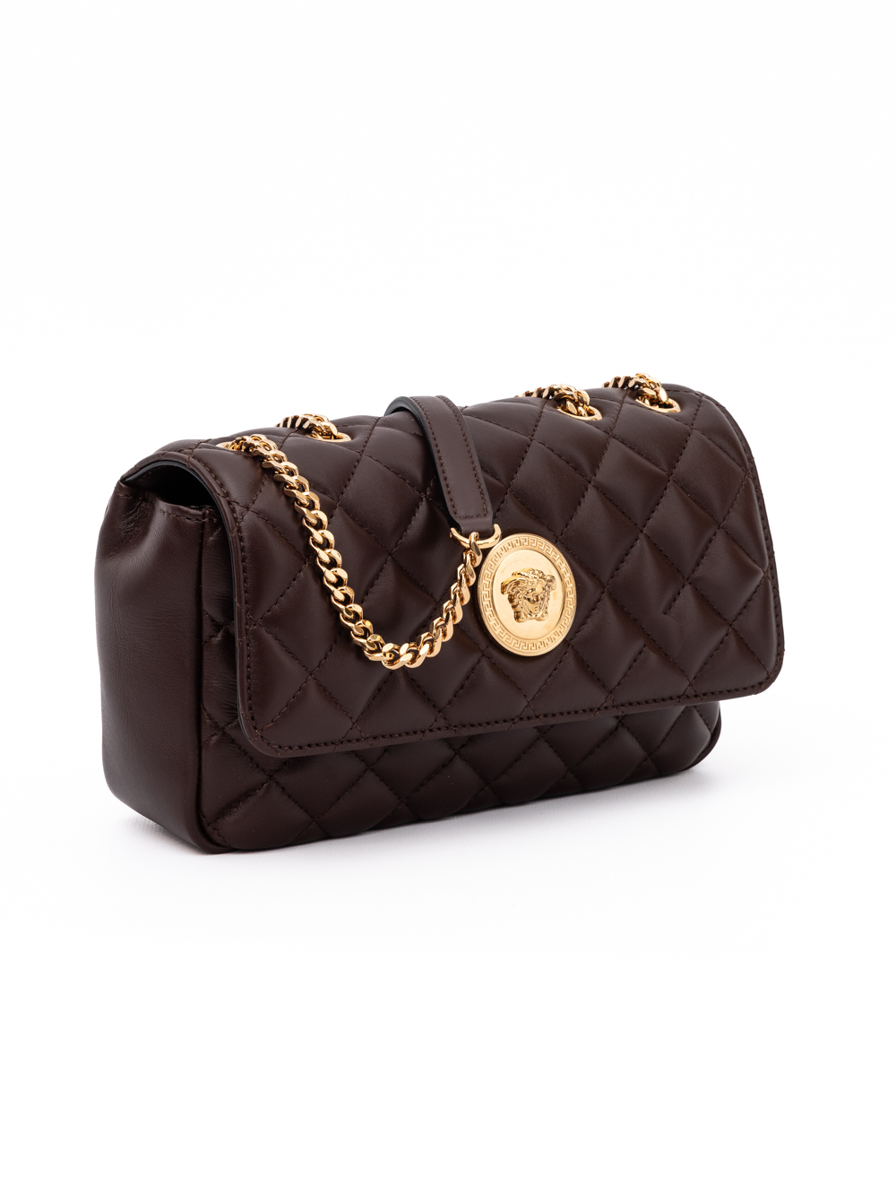 Versace Brown Quilted Leather Shoulder Strap Bag - Image 3