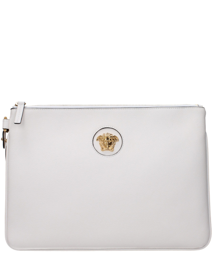Versace White Leather Clutch Bag