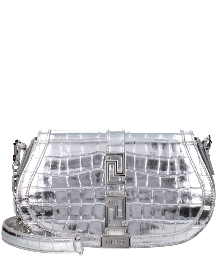 Versace Gray Leather Shoulder Bag