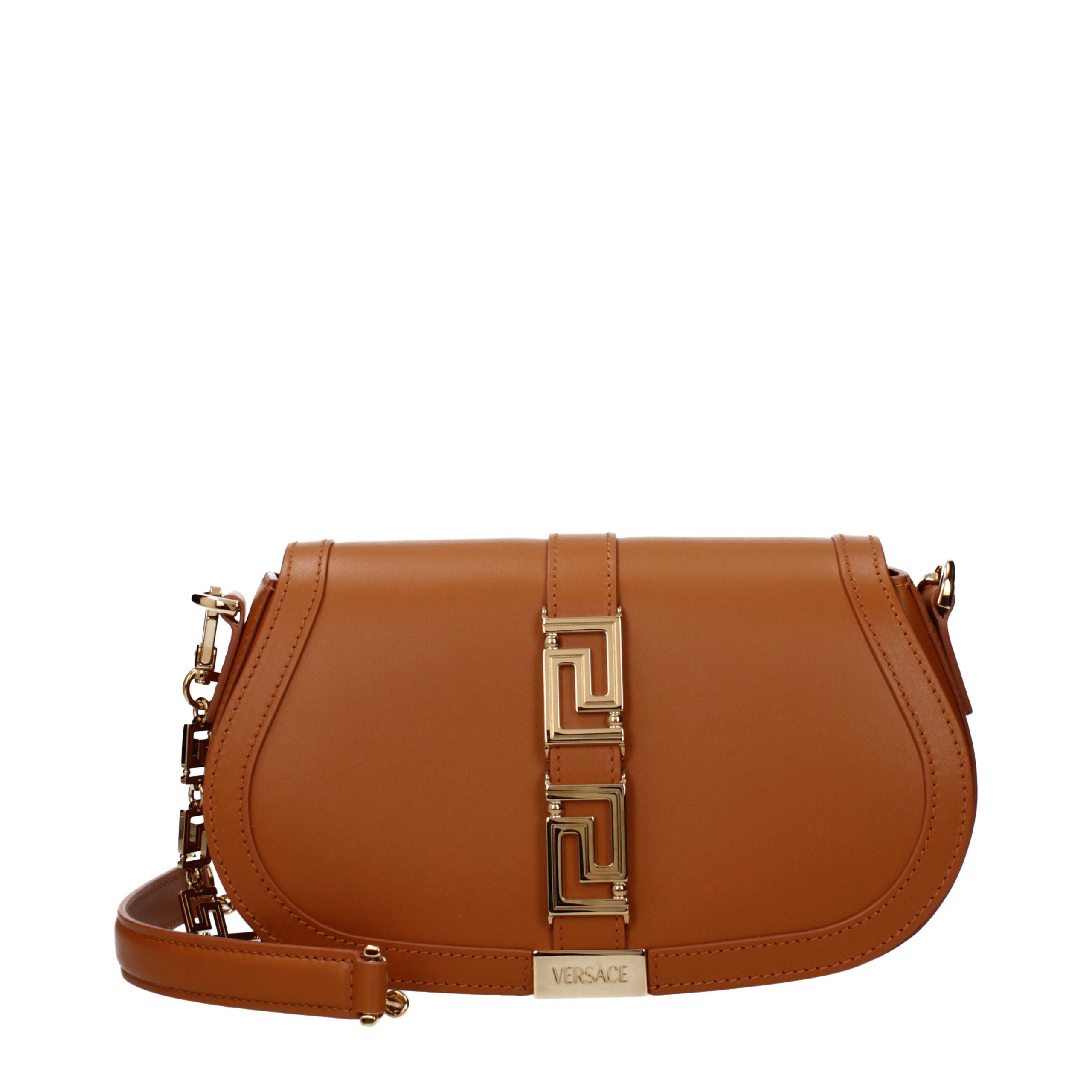 Versace Brown Leather Shoulder Bag