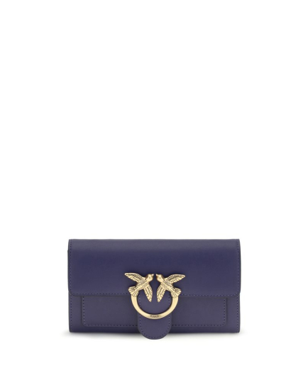 PINKO Blue Calf Leather Bos Taurus Shoulder Bag
