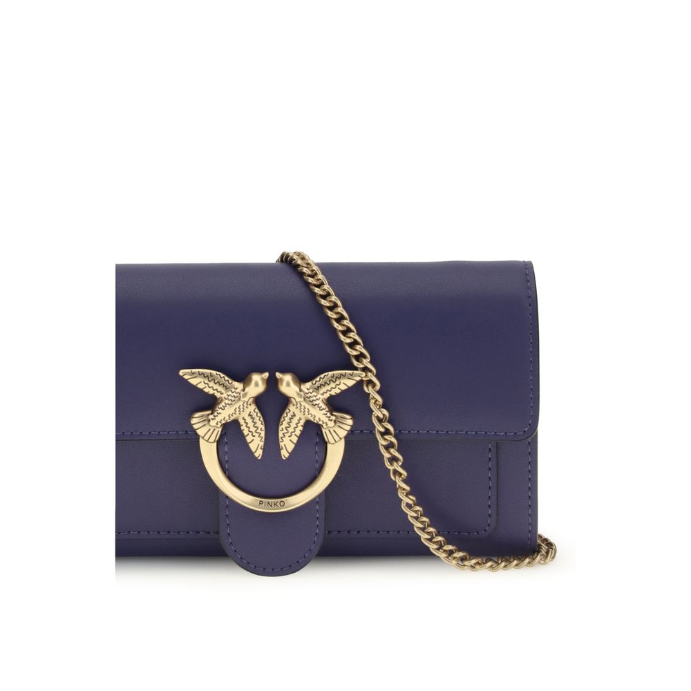 PINKO Blue Calf Leather Bos Taurus Shoulder Bag - Image 4