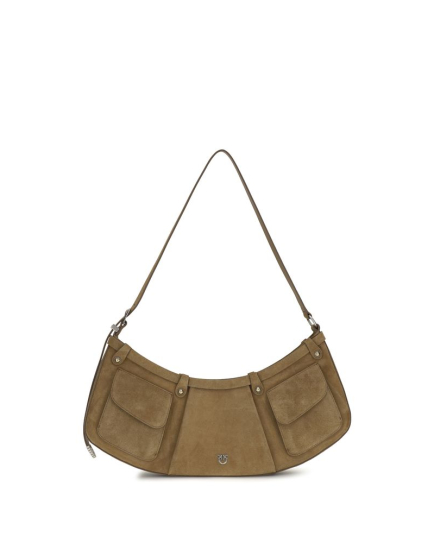 PINKO Beige Calf Leather Bos Taurus Shoulder Bag