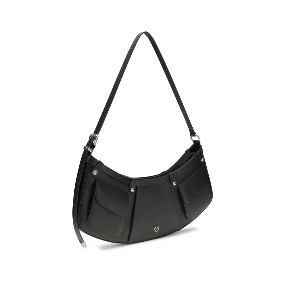 PINKO Black Calf Leather Bos Taurus Shoulder Bag - Image 2