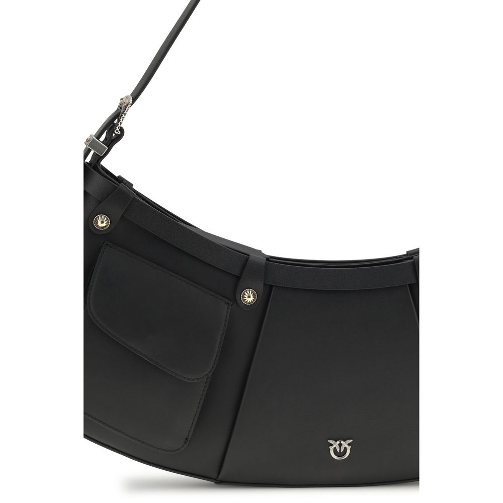 PINKO Black Calf Leather Bos Taurus Shoulder Bag - Image 4