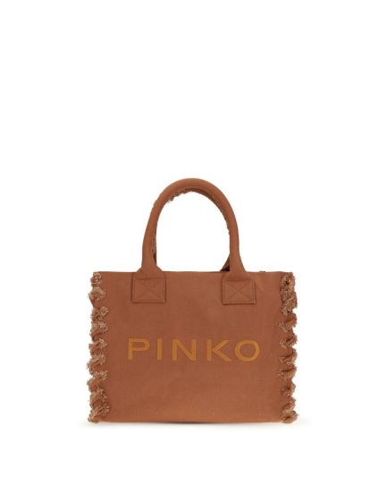 PINKO Brown Cotton Shoulder Bag