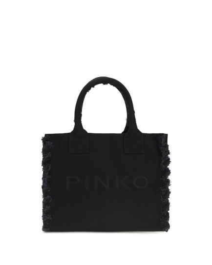 PINKO Black Cotton Shoulder Bag