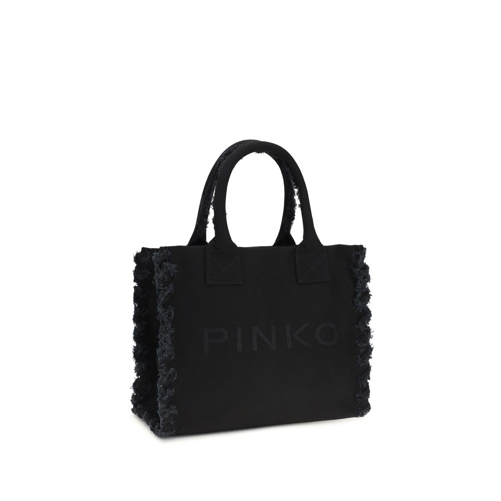PINKO Black Cotton Shoulder Bag - Image 2