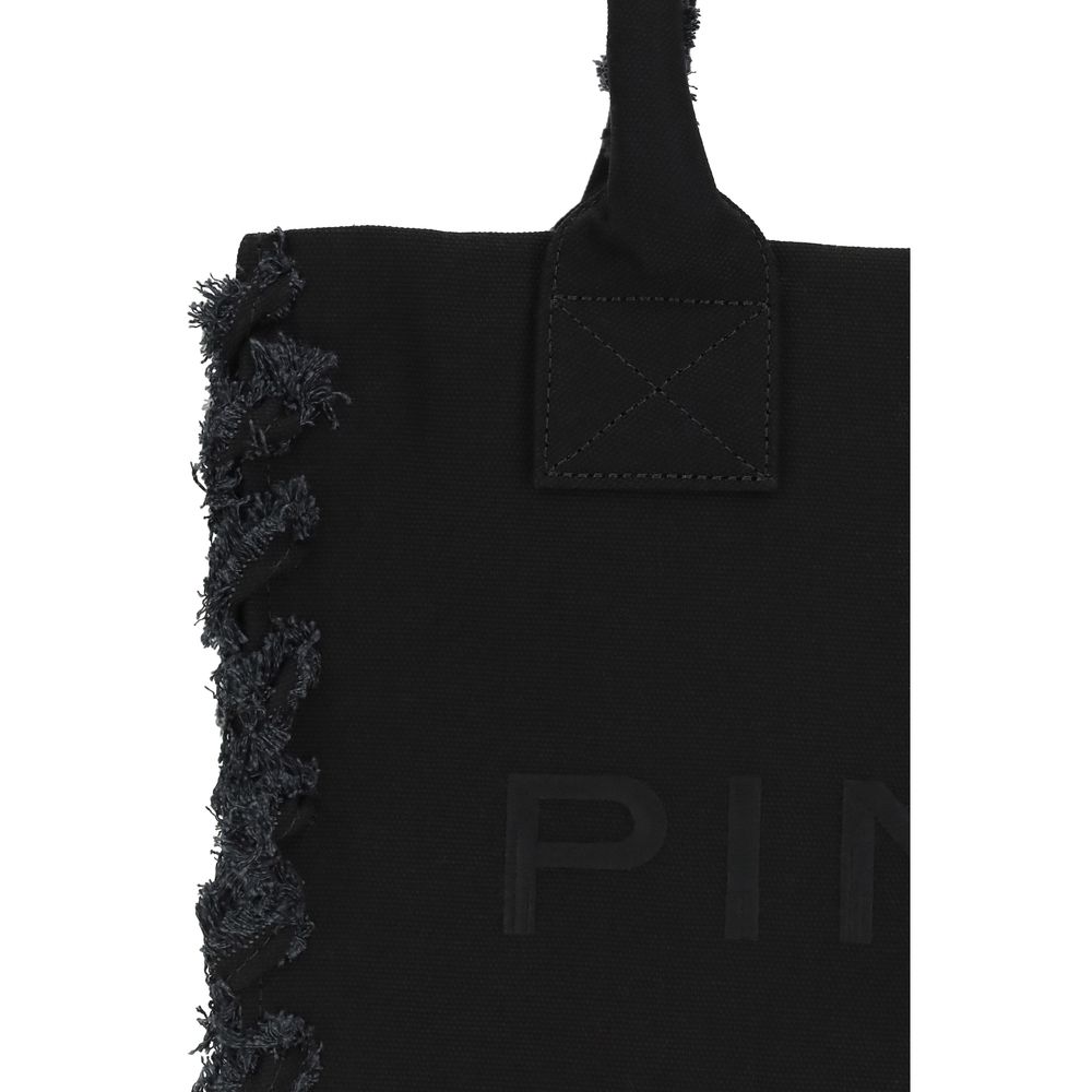 PINKO Black Cotton Shoulder Bag - Image 4