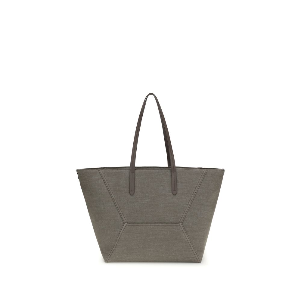 Brunello Cucinelli Brown Cotton Shoulder Bag