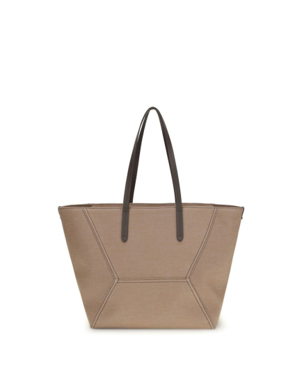Brunello Cucinelli Beige Cotton Shoulder Bag