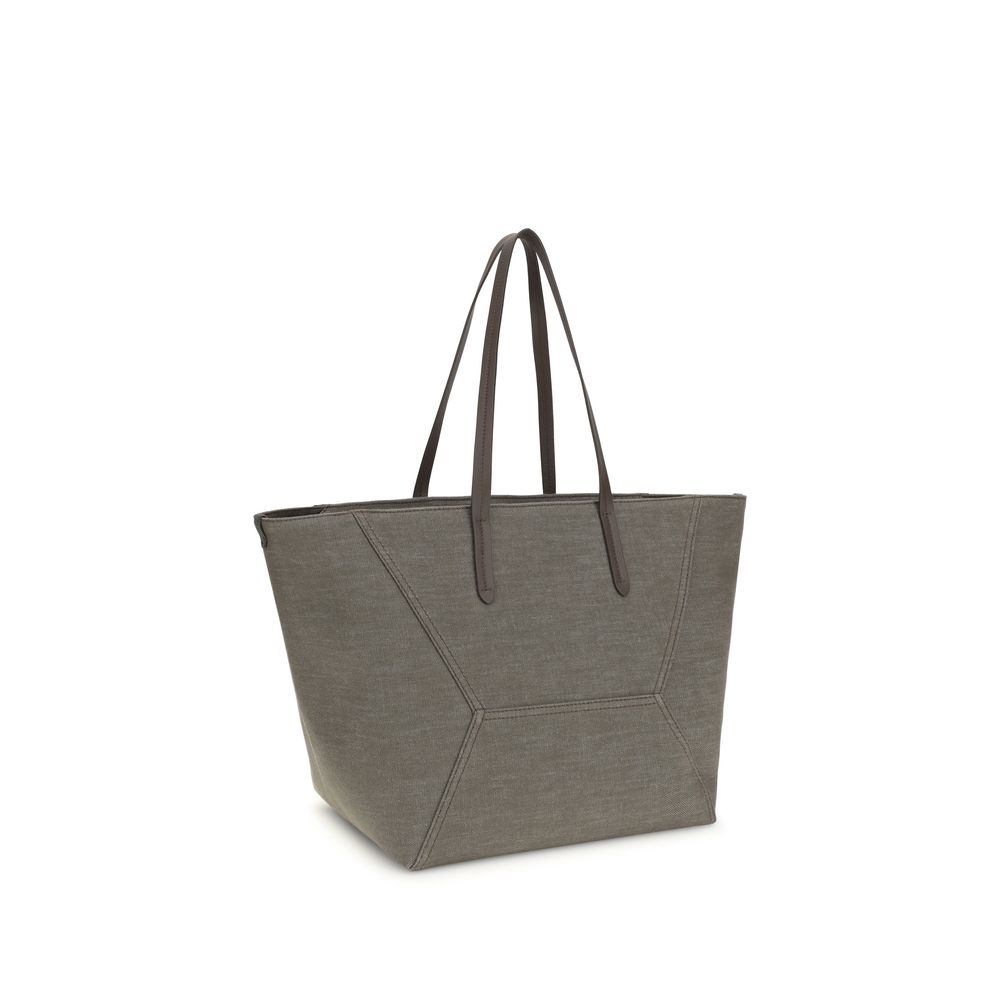 Brunello Cucinelli Brown Cotton Shoulder Bag - Image 3